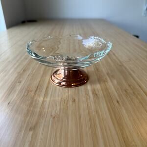 Vintage Princess House Copper Pedestal Glass Bowl
